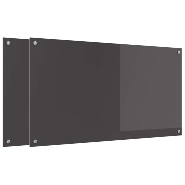 vidaXL Πλάτη κουζίνας 2 τμχ. Σκούρο Γκρι 110 x 60 cm σκληρυμένο γυαλί