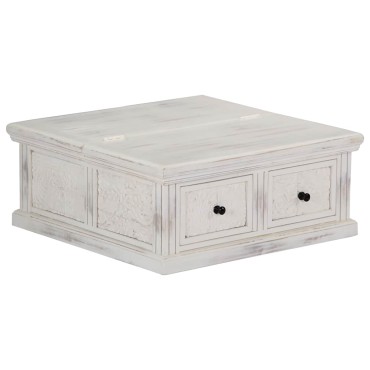 vidaXL Τραπεζάκι Σαλονιού Λευκό 70x70x30cm από Μασίφ Ξύλο Μάνγκο 1 τεμ.