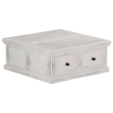 vidaXL Τραπεζάκι Σαλονιού Λευκό 70x70x30cm από Μασίφ Ξύλο Μάνγκο 1 τεμ.
