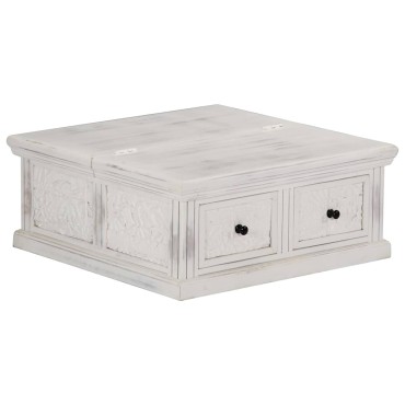 vidaXL Τραπεζάκι Σαλονιού Λευκό 70x70x30cm από Μασίφ Ξύλο Μάνγκο 1 τεμ.