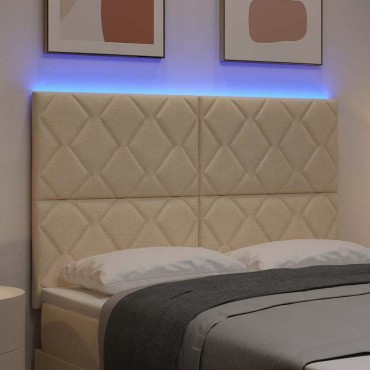vidaXL LED κεφαλάρι Κρεμ ύφασμα 160x7x128cm