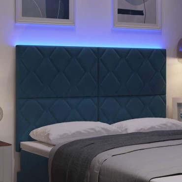 vidaXL LED κεφαλάρι Σκούρο Μπλε Βελούδο 160x7x128cm