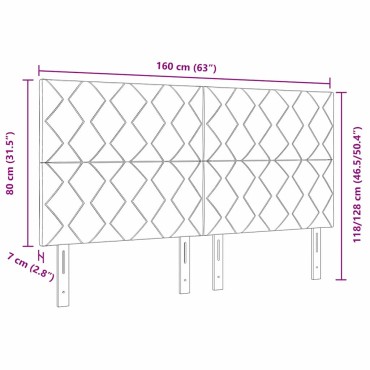 vidaXL LED κεφαλάρι Σκούρο Μπλε Βελούδο 160x7x128cm