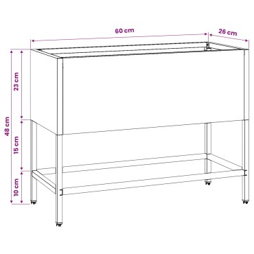 vidaXL Υψωμένη Γλάστρα Κήπου Λαδί 60 x 26 x 45 εκ Ατσάλι