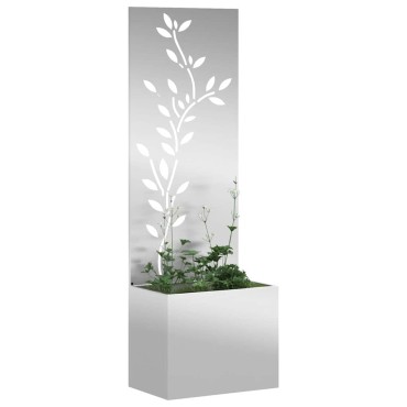 vidaXL Οθόνη Ιδιωτικότητας Κήπου Floral Ασημί 50 x 32 x 150 εκ