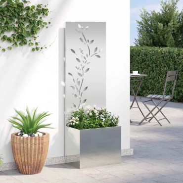vidaXL Οθόνη Ιδιωτικότητας Κήπου Floral Ασημί 50 x 32 x 150 εκ