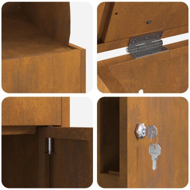 vidaXL Θυρίδα Πακέτων με αποθήκευση Σκ rusty 47,5 x 38 x 59 εκ.