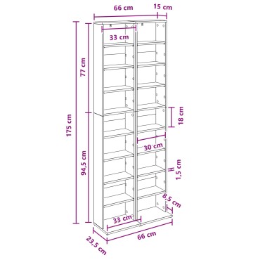 vidaXL Ντουλάπα CD 2 τεμ. Λευκό 33x23,5x175cm Επεξεργασμένο Ξύλο
