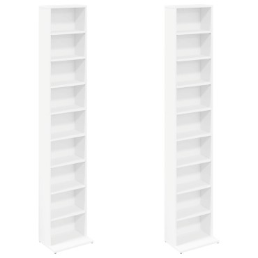 vidaXL Ντουλάπα CD 2 τεμ. Λευκό 33x23,5x175cm Επεξεργασμένο Ξύλο