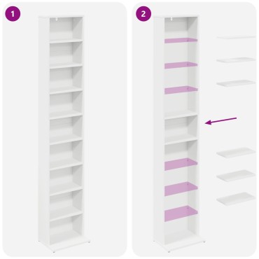 vidaXL Ντουλάπα CD 2 τεμ. Λευκό 33x23,5x175cm Επεξεργασμένο Ξύλο