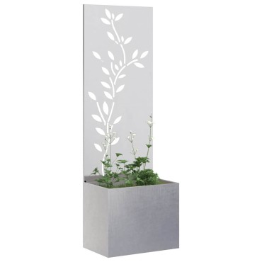 vidaXL Οθόνη Ιδιωτικότητας Κήπου Floral Ασημί 50 x 32 x 150 εκ