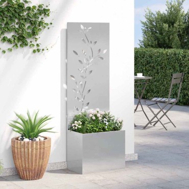 vidaXL Οθόνη Ιδιωτικότητας Κήπου Floral Ασημί 50 x 32 x 150 εκ