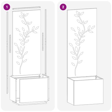 vidaXL Οθόνη Ιδιωτικότητας Κήπου Floral Ασημί 50 x 32 x 150 εκ