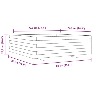 vidaXL Ζαρντινιέρα Καφέ Κεριού 80x80x26,5 εκ. από Μασίφ Ξύλο Πεύκου