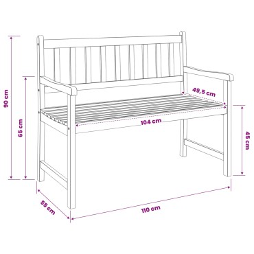 vidaXL Παγκάκι κήπου 2-Αριθμός καθισμάτων 110x55x90 εκ 1 τεμ.