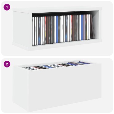 vidaXL Ράφι Αποθήκευσης CDs 2 τμχ. Λευκό 40 x 17 x 17 εκ.