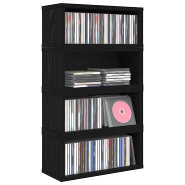 vidaXL Ράφι Αποθήκευσης CDs 4 τμχ. Μαύρη Δρυς 40 x 17 x 17 εκ.