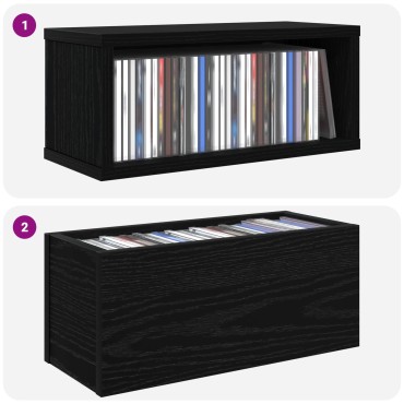 vidaXL Ράφι Αποθήκευσης CDs 4 τμχ. Μαύρη Δρυς 40 x 17 x 17 εκ.