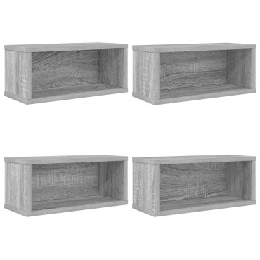 vidaXL Ράφι Αποθήκευσης CDs 4 τμχ. Γκρι Sonoma 40 x 17 x 17 εκ.