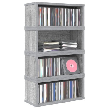 vidaXL Ράφι Αποθήκευσης CDs 4 τμχ. Γκρι Sonoma 40 x 17 x 17 εκ.