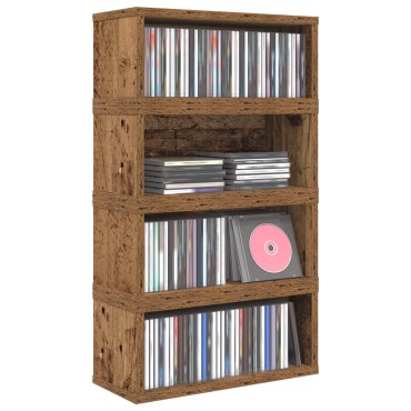 vidaXL Ράφι Αποθήκευσης CDs 4 τμχ. Παλαιωμένο ξύλο 40 x 17 x 17 εκ.