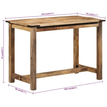 vidaXL Τραπεζαρία 110x55x75cm από Μασίφ Ξύλο Μάνγκο 1 τεμ.