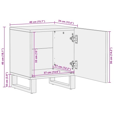 vidaXL Κομοδίνα 2 τεμ. 40x34x46cm από Μασίφ Ξεβαμμένο Ξύλο Μάνγκο