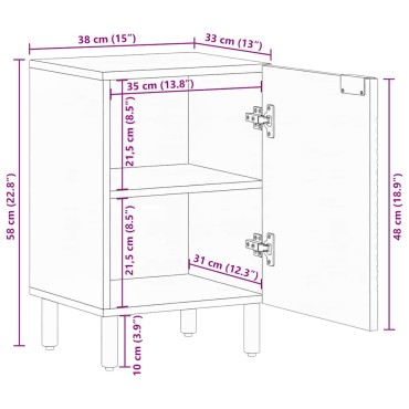 vidaXL ντουλάπι μπάνιου καφέ 38x33,5x58cm μασίφ ξύλο Mango