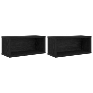 vidaXL Ράφι Αποθήκευσης CDs 2 τμχ. Μαύρη Δρυς 40 x 17 x 17 εκ.