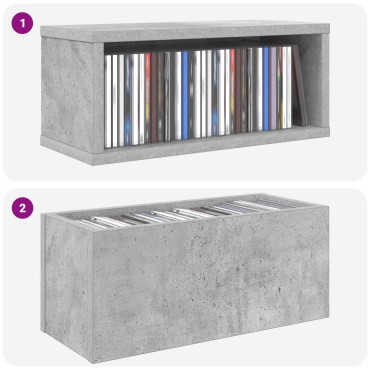 vidaXL Ράφι Αποθήκευσης CDs Γκρι Σκυροδέματος 40 x 17 x 17 εκ.