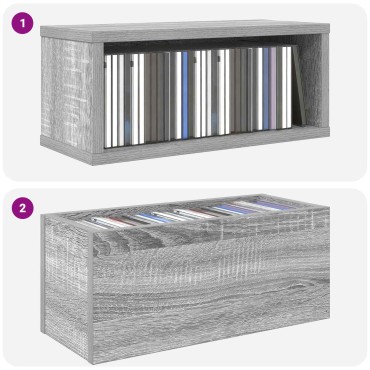 vidaXL Ράφι Αποθήκευσης CDs 2 τμχ. Γκρι Sonoma 40 x 17 x 17 εκ.