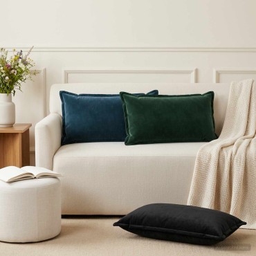 vidaXL Κάλυμμα Μαξιλαριού 2 pcs HOUTEN Μαύρο 40 x 80 cm Βελούδο