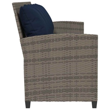 vidaXL Καναπές κήπου 5θέσιος με μαξιλάρια Γκρι Poly Rattan 280x68,5x87,5 cm
