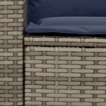 vidaXL Καναπές κήπου 5θέσιος με μαξιλάρια Γκρι Poly Rattan 280x68,5x87,5 cm