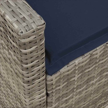 vidaXL Καναπές κήπου 5θέσιος με μαξιλάρια Γκρι Poly Rattan 280x68,5x87,5 cm