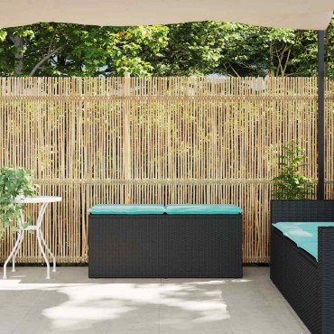 vidaXL Πάγκος κήπου με μαξιλάρι Μαύρο 110x40x44cm Poly Rattan