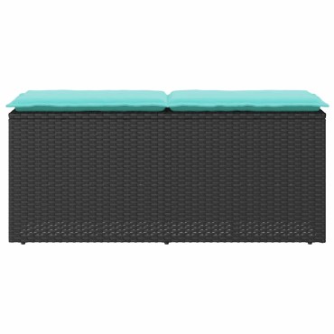 vidaXL Πάγκος κήπου με μαξιλάρι Μαύρο 110x40x44cm Poly Rattan