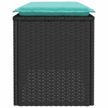 vidaXL Πάγκος κήπου με μαξιλάρι Μαύρο 110x40x44cm Poly Rattan