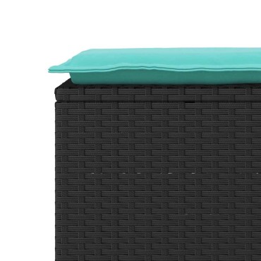 vidaXL Πάγκος κήπου με μαξιλάρι Μαύρο 110x40x44cm Poly Rattan