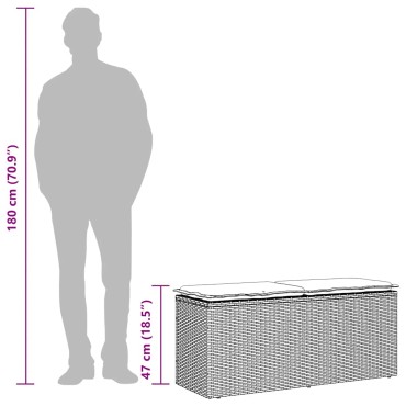 vidaXL Πάγκος κήπου με μαξιλάρι Μαύρο 110x40x44cm Poly Rattan