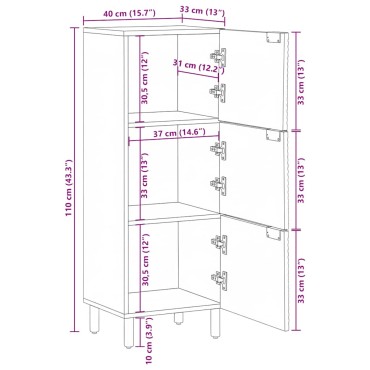 vidaXL Highboard καφέ 40x33x110cm μασίφ ξύλο Mango