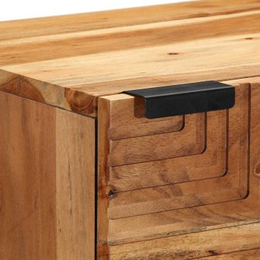 vidaXL Highboard με ράφι Καφέ 40x33x110cm Στερεό ξύλο μάνγκο