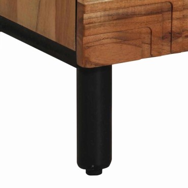vidaXL Highboard με ράφι Καφέ 40x33x110cm Στερεό ξύλο μάνγκο
