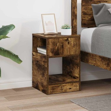 vidaXL End Table Καπνισμένο Ξύλο Δρυός 30,5x30x45 εκ