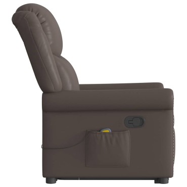 vidaXL Μόνιμη πολυθρόνα μασάζ Shiny Brown Faux Leather