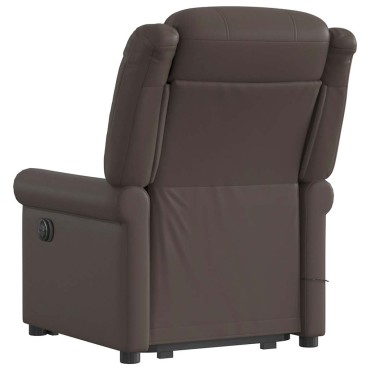vidaXL Μόνιμη πολυθρόνα μασάζ Shiny Brown Faux Leather