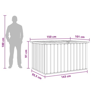 vidaXL Κουτί αποθήκευσης εξωτερικών χώρων Γαλβανισμένος Χάλυβας 150x101x91cm