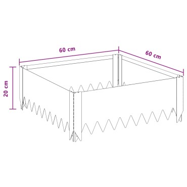 vidaXL Περίγραμμα γκαζόν 4 τμχ. 60 x 60 x 20 εκ Ατσάλι Ασημί