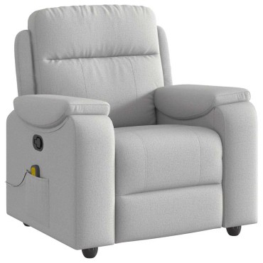 vidaXL καρέκλα ανάκλισης μασάζ Cloud Grey Fabric