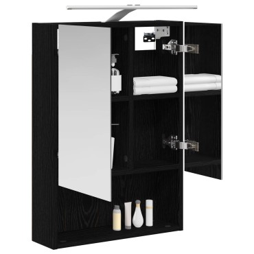 vidaXL Καθρέφτης Ντουλάπα Μπάνιου Μαύρη Οξυά 50x14,5x70 εκ 1 τεμ.